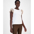 Womens Cotton Eyelet-Embroidered Top