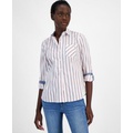 Womens Cotton Striped Utility Shirt