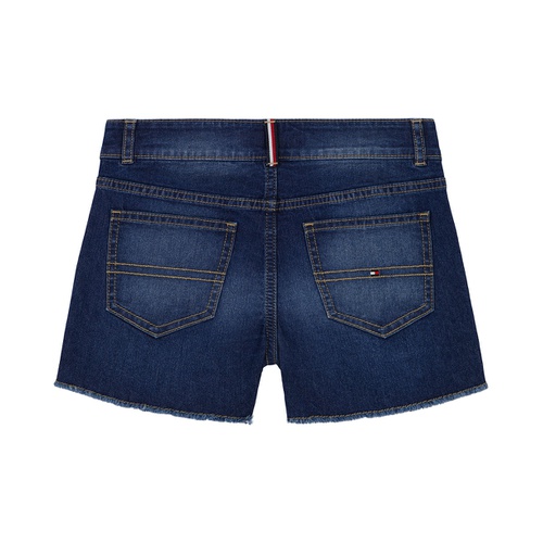 타미힐피거 Little Girls Stretch Denim Frayed Hem Shorts