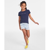 Big Girls Stretch Denim Frayed Hem Shorts