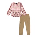 Little Girl Plaid Flannel Peasant Top Corduroy Cargo Joggers