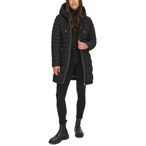 타미힐피거 Womens Hooded Packable Puffer Coat