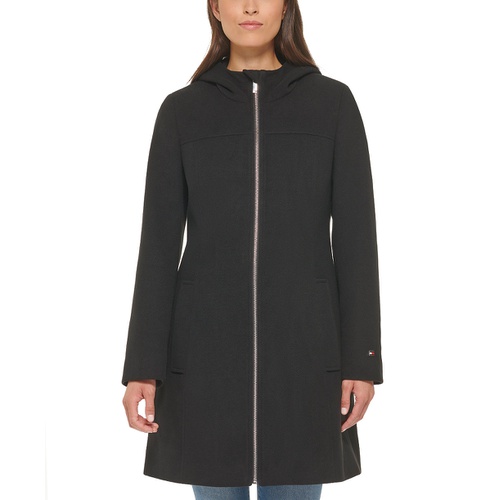 타미힐피거 Womens Belted Hooded Coat