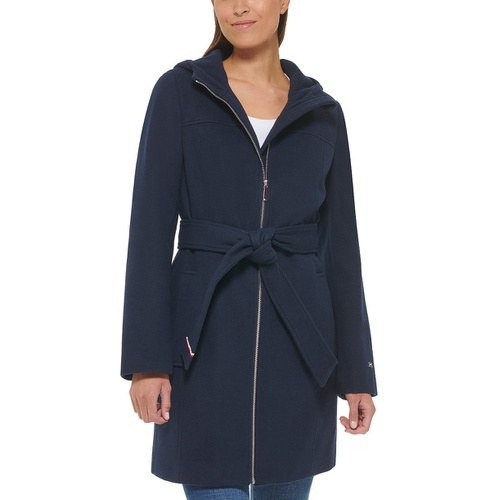 타미힐피거 Womens Belted Hooded Coat