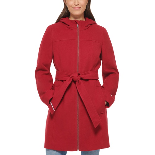 타미힐피거 Womens Belted Hooded Coat