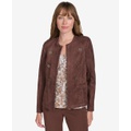 Womens Faux-Suede Band Jacket