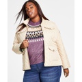 Plus Size Quilted Stand Collar Jacket