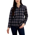 Womens Collared Plaid Shirt Jacket