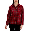 Womens Collared Plaid Shirt Jacket