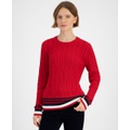 Womens Cable-Knit Crewneck Sweater