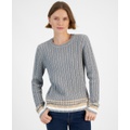 Womens Cable-Knit Crewneck Sweater