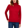 Womens Cotton Solid Button Cuff Turtleneck Sweater