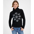 Womens Snowflake Graphic Turtleneck Sweater