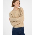 Womens Ribbed Cable-Knit Sweater