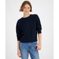 Womens Ribbed Cable-Knit Sweater