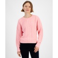 Womens Ribbed Cable-Knit Sweater