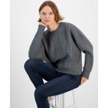 Womens Ribbed Cable Knit Sweater