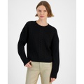 Womens Ribbed Cable-Knit Sweater