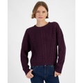 Womens Ribbed Cable-Knit Sweater