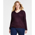 Plus Size Ribbed Metallic-Threaded Sweater