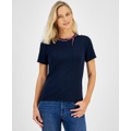 Womens Bow Neck Cotton T-Shirt