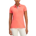 Womens Solid Short-Sleeve Polo Top