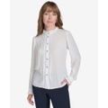 Womens Lace Trim Ruffled Blouse