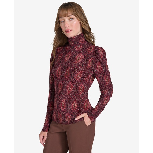 타미힐피거 Womens Paisley-Print Turtleneck