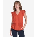 Womens Smocked Peplum Blouse