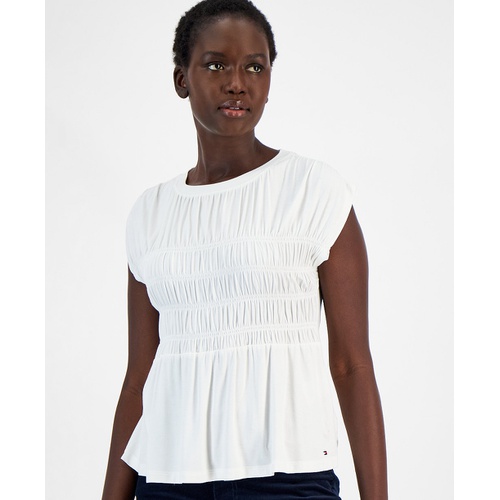 타미힐피거 Womens Smocked Sleeveless Top