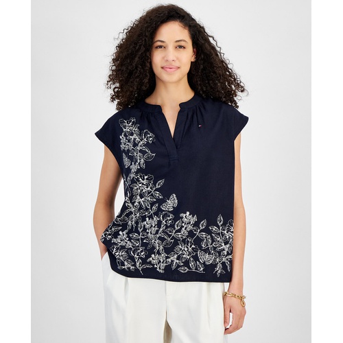 타미힐피거 Womens Placement Butterfly Paisley Blouse