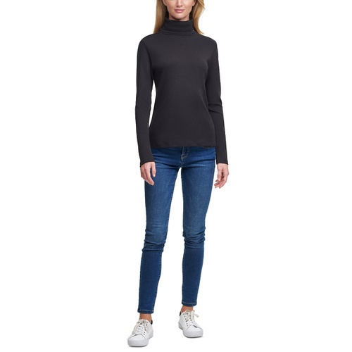 타미힐피거 Womens Long Sleeve Cotton Turtleneck Top