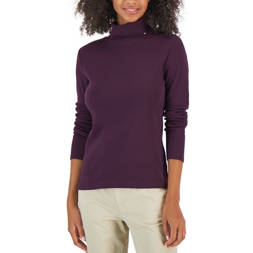 타미힐피거 Womens Long Sleeve Cotton Turtleneck Top