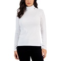 Womens Long Sleeve Cotton Turtleneck Top