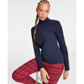 Womens Long Sleeve Cotton Turtleneck Top