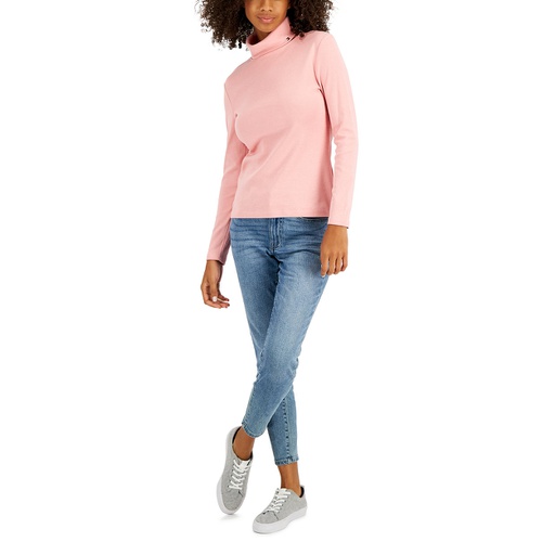 타미힐피거 Womens Long Sleeve Cotton Turtleneck Top