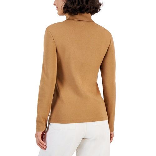 타미힐피거 Womens Long Sleeve Cotton Turtleneck Top