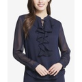 Women's Ruffled Tie-Neck Blouse