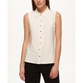 Womens Sleeveless Button-Up Blouse