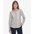 Womens Cotton Striped Puff-Print Shirt