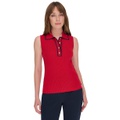 Womens Rib-Knit Sleeveless Polo Tank Top