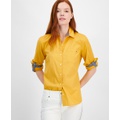 Womens Cotton Roll-Tab Button Shirt