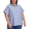 Plus Size Cotton Pin-Dot Camp Shirt