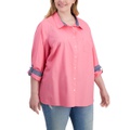 Plus Size Cotton Roll-Tab Shirt