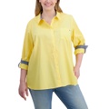 Plus Size Cotton Roll-Tab Shirt