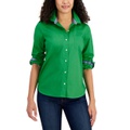 Womens Cotton Roll-Tab Button-Up Shirt