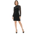 Womens Mixed-Media Long-Sleeve Dress