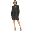 Womens Foil-Dot Chiffon Smocked-Trim Dress