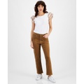 Womens Straight-Leg Cropped Corduroy Pants