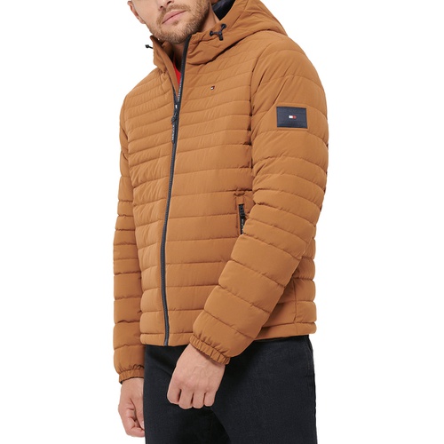 타미힐피거 Mens Stretch Quilted Hooded Jacket